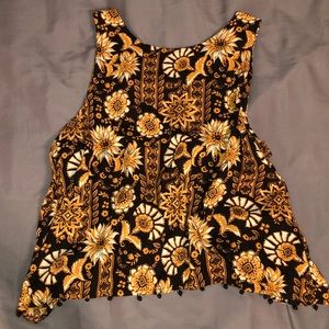 Forever 21 beaded print semi-crop tank